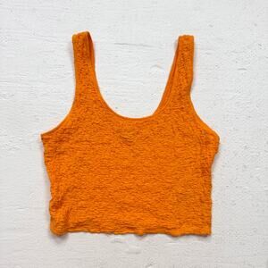 A New Day Orange Textured Crop Tank Top XS Sleeveless Scoop Neck Stretch